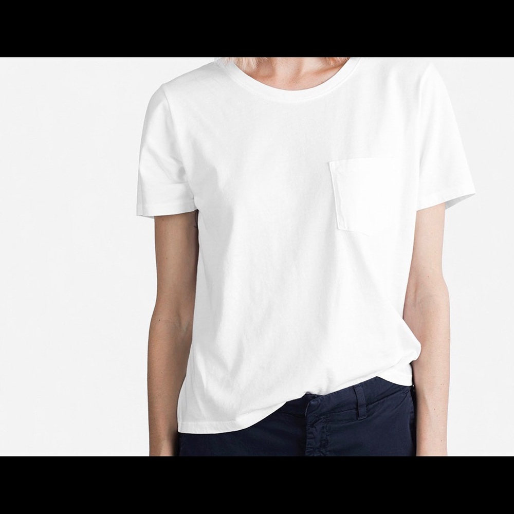 NWT Everlane Cotton Box-Cut Pocket Tee - Sm /White